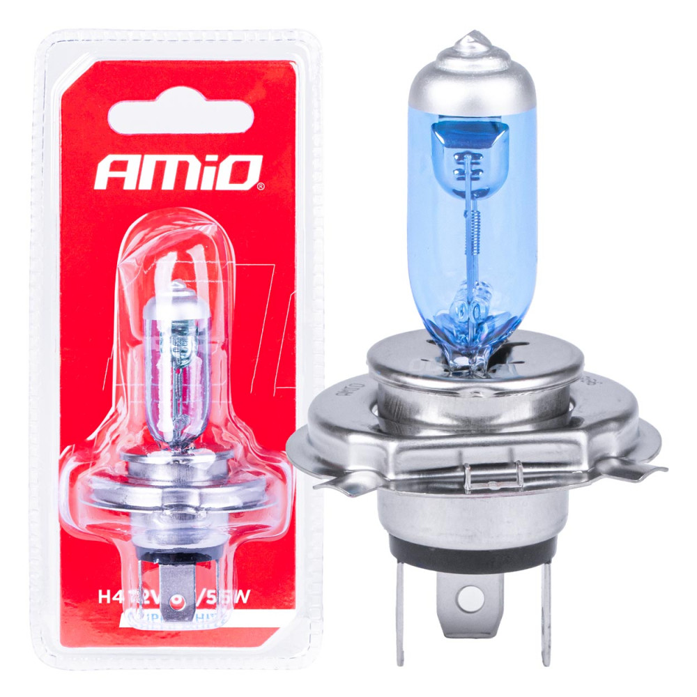 Halogenlampa h4 12v 60/55w super vit 1st blister amio-03362 Halogenlampa h4 12v 60/55w super vit 1st blister amio-03362