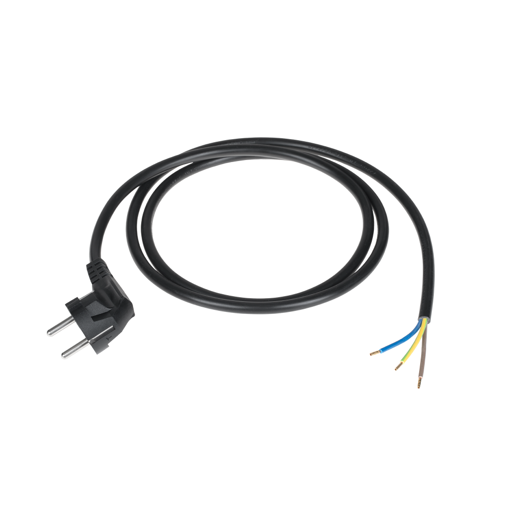 Strömkabel 3x1,5mm svart 3m med vinklad kontakt Strömkabel 3x1,5mm svart 3m med vinklad kontakt