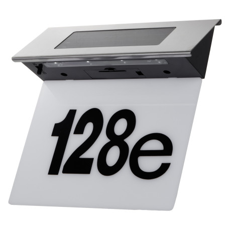 Solcellslampa LED med husnummer Maclean, IP44, 1W, 100lm, 6000K, batteri 600 mAh, 2,5V DC 70mA, MCE423 | HandlaSmidigt.se