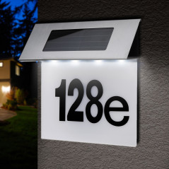 Solcellslampa LED med husnummer Maclean, IP44, 1W, 100lm, 6000K, batteri 600 mAh, 2,5V DC 70mA, MCE423
