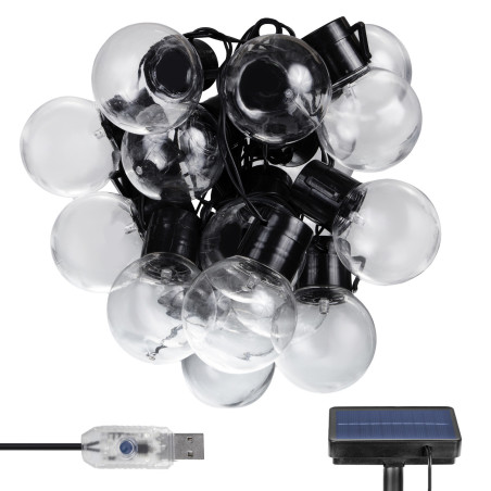 Solcellsgirland LED 2i1 Maclean, IP44, 3W, 10lm, 3000K, batteri 2*600 mAh, 5V DC, 7m, MCE424 | HandlaSmidigt.se