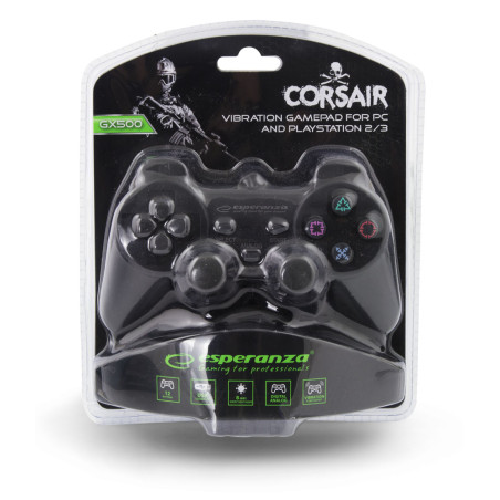 EG106 Gamepad PS2/PS3/PC USB Corsair svart Esperanza