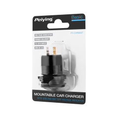 Biladdare för bil med USB+USB typ C med Quick Charge, Power Delivery och spänningsmätare 63W.