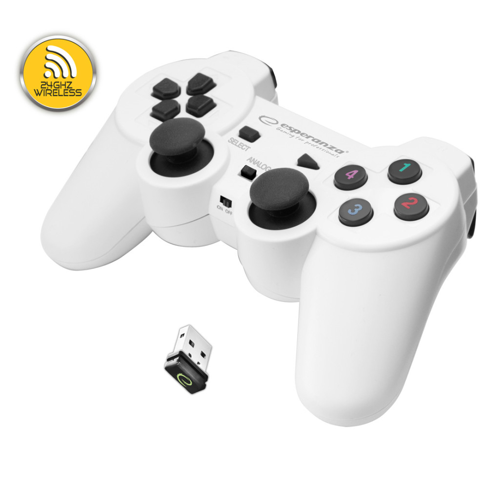 EGG108W Gamepad bezprzewodowy PC/PS3 USB Gladiator biało-czarny