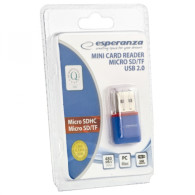 EA134B Micro SD USB-kortläsare blå Esperanza