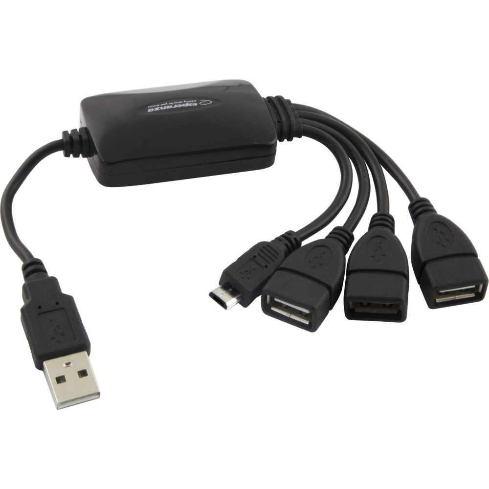 EA158 USB-hubb med 3 USB-portar + 1 micro USB-port från Esperanza.