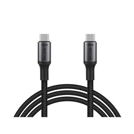 66-159- USB-C till USB-C 2.0 1,0m svart flätad kabel 100W