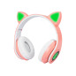 32-821- Trådlösa hörlurar bt 5.0 med LED-ljus rosa öron