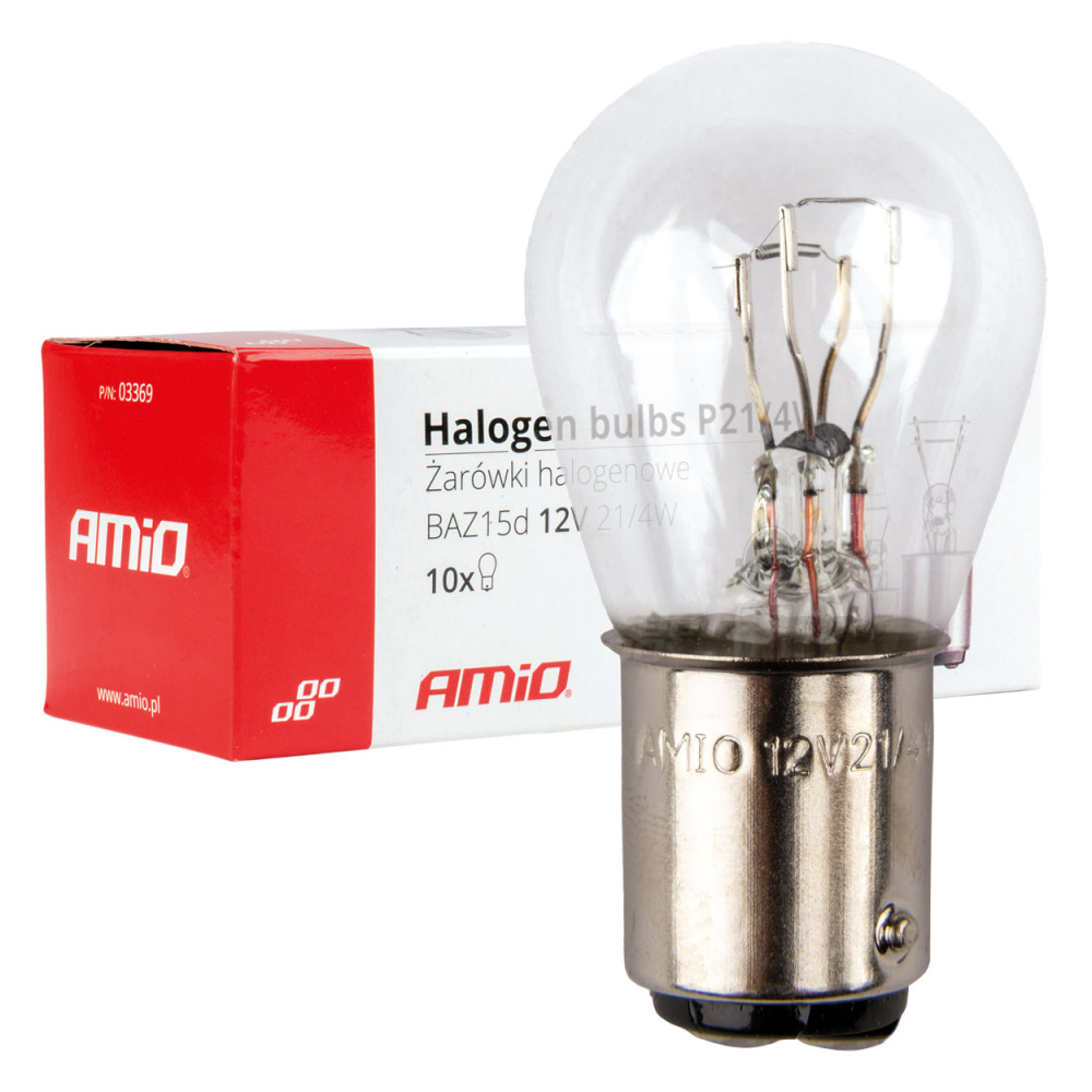 Halogenlampor p21/4w 12v baz15d 10st. amio-03369 Halogenlampor p21/4w 12v baz15d 10st. amio-03369