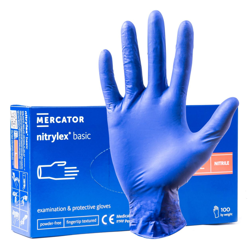 Nitrilhandskar blå Mercator Nitrylex Basic storlek L 100 st.