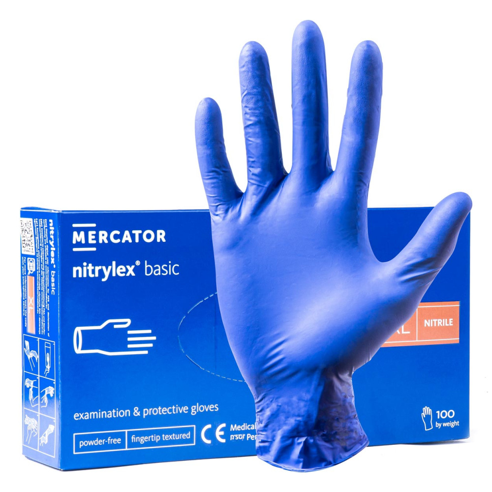Rękawice nitrylowe niebieskie mercator nitrylex basic rozmiar xl 100 szt.