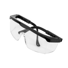 Skyddsglasögon, vita linser, justerbara öronskydd