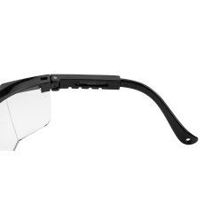 Skyddsglasögon, vita linser, justerbara öronskydd