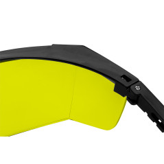 Skyddsglasögon, gula linser, justerbara öronskydd