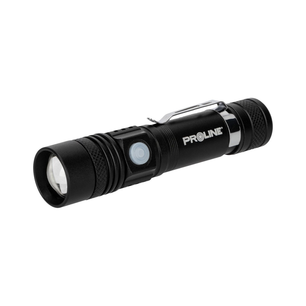 Ficklampa aluminium, usb-c, 300 lm, zoom, 3 ljuslägen, proline