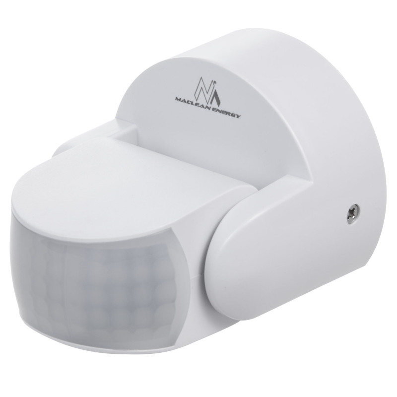 Rörelsedetektorn PIR Maclean, infraröd, IP65, vit, räckvidd 12m, max belastning 800/1200W, MCE468 W.