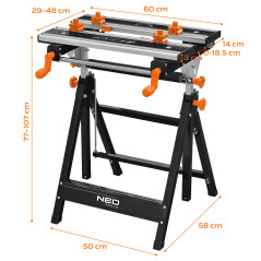 Arbetsbord med justerbar höjd, aluminium, 60 x 58 x 77-107 cm. | HandlaSmidigt.se