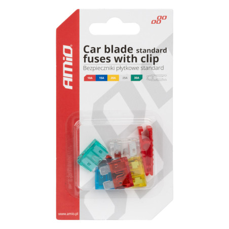 Säkringar platt standard set komplett mix 5 st. + avdragare amio-03380