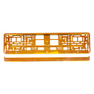Nummerskyltsramen är orange metallisk amio-71457/01170p
