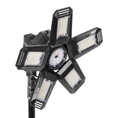 RIGEL LED set: hopfällbar 5-flügelige Werkstattlampe 55W + Stativ + Adapter | HandlaSmidigt.se