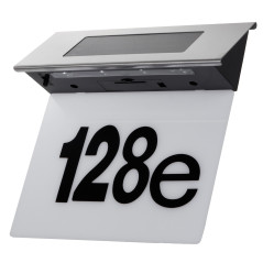 Solcellslampa LED med husnummer Maclean, IP44, 1W, 100lm, 6000K, batteri 600 mAh, 2,5V DC 70mA, MCE423 | HandlaSmidigt.se