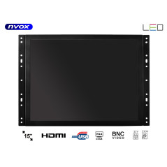 Monitor öppen ram LCD 15 tum LED VGA HDMI DVI 12V 230V... (NVOX OP1500VH)