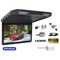Bilmonitor för bilen, takmonterad LCD 13 tum HDMI USB SD... (NVOX VRF1343U BL)