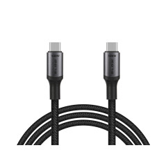 66-159- USB-C till USB-C 2.0 1,0m svart flätad kabel 100W
