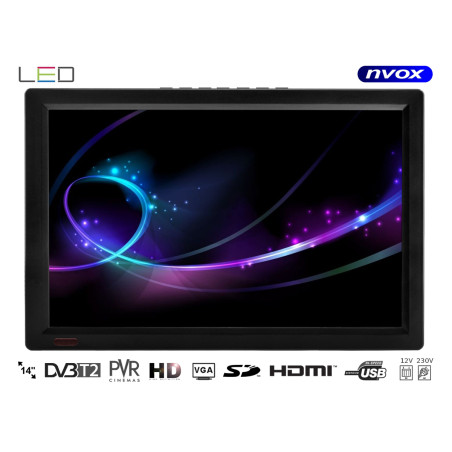 TV LED 14 tum HDMI VGA USB SD AV PVR DVB-T/T2 MPEG-4/2 12V 230V... (NVOX DVB14T) | HandlaSmidigt.se