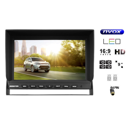 Bilskärmen eller fristående LCD-skärmen på 9 tum HD-backup med stöd för 4 kameror 12V - 24V... (NVO)