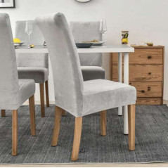 Stolsöverdrag - grå sammet Ruhhy 22979