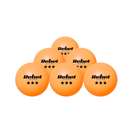 Set med 6 bordtennisbollar, tillverkade av ABS-material, REBEL ACTIVE.