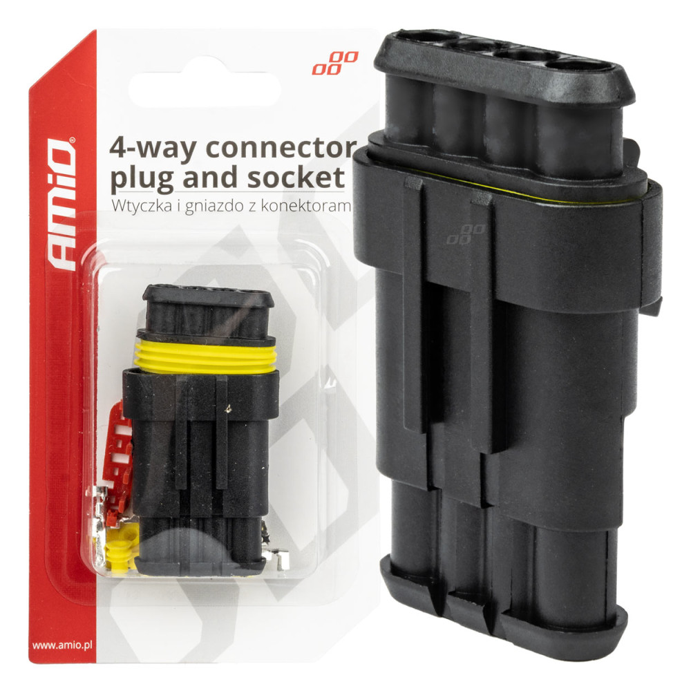 Kostka wtyk złącze hermetyczne superseal 4 pin amio-03520 Kostka wtyk złącze hermetyczne superseal 4 pin amio-03520
