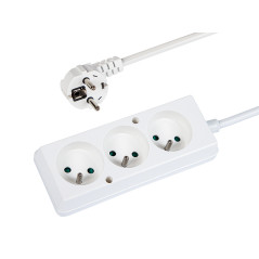 98-207- Nätförlängare ps-370 3-uttag med jordning 1,5m vit 3x1,5mm