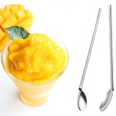 DA142 Metall sugrör skedar för kaffe och drinkar 6 st.