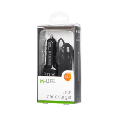 Bil laddare M-Life för Apple iPhone, iPad + USB 2100 mA