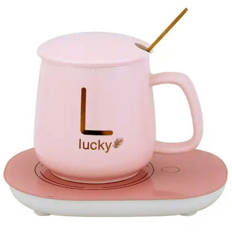 DA27B El. muggvärmare rosa + mugg