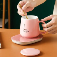 DA27B El. muggvärmare rosa + mugg