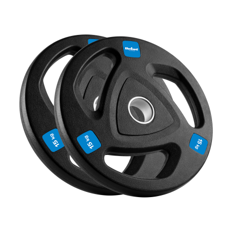 Belastad olympisk gummibeklädd järnviktsuppsättning 2x15kg, hål 51mm, REBEL ACTIVE