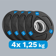 Belastning av järnolympiskt gummerat set 4x1.25kg, hål 51mm, REBEL ACTIVE.