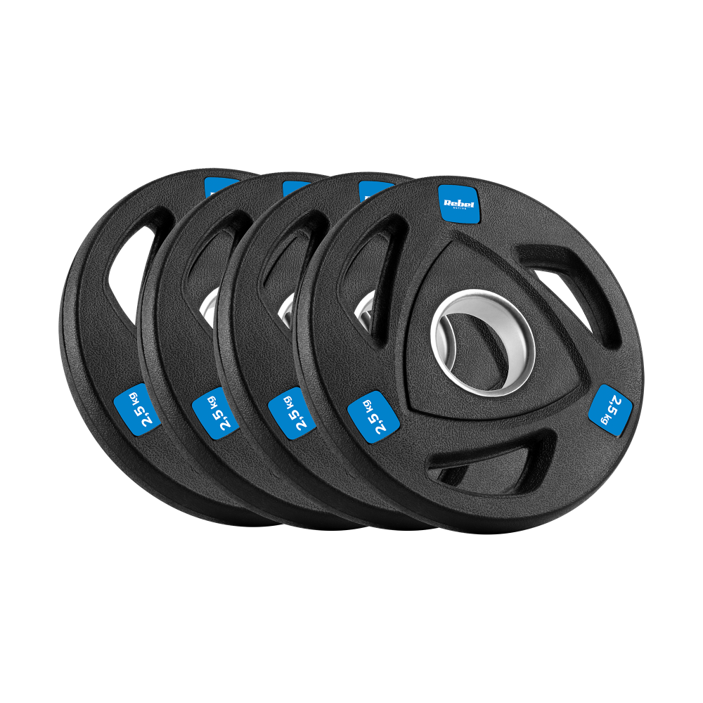 Belastning av järnolympiskt gummiförsett set 4x2.5kg, hål 51mm, REBEL ACTIVE