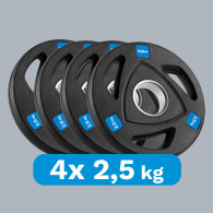 Belastning av järnolympiskt gummiförsett set 4x2.5kg, hål 51mm, REBEL ACTIVE