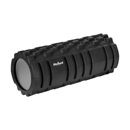 Rulle med knoppar för massage 14x33cm, svart färg, material EVA, REBEL ACTIVE