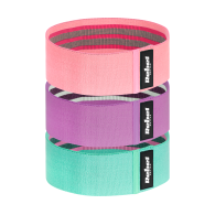 Set med materialgummiband för träning - Mini Band M, 27-55 kg, 3 materialgummiband, REBEL ACTIVE