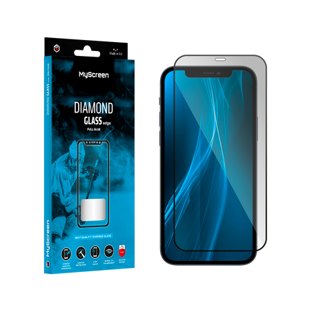Skyddsglas MyScreen DIAMOND GLASS LITE edge FULL GLUE svart för Apple iPhone 12 Pro Max 6,7 tum.
