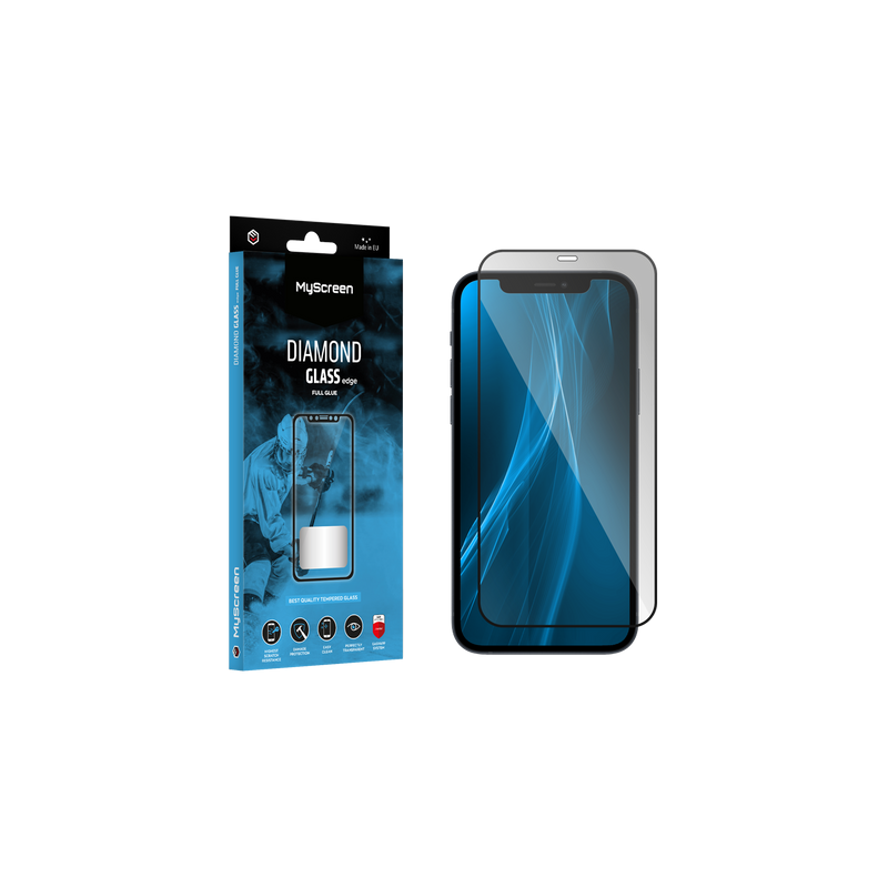 Skyddsglas MyScreen DIAMOND GLASS LITE edge FULL GLUE svart för Apple iPhone 12/12 Pro 6.1'