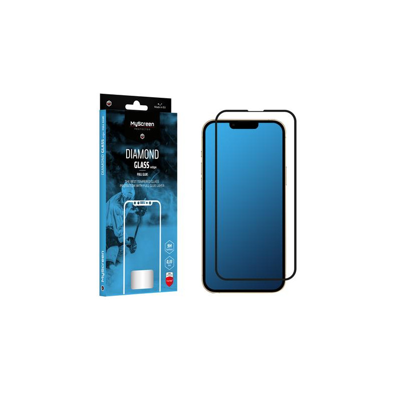Skyddsglas MyScreen DIAMOND GLASS LITE edge FULL GLUE svart för Apple iPhone 13/13 Pro 6.1'