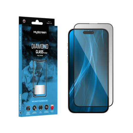 Skyddsglas MyScreen DIAMOND GLASS LITE edge FULL GLUE svart Apple iPhone 15 Pro 6.1'