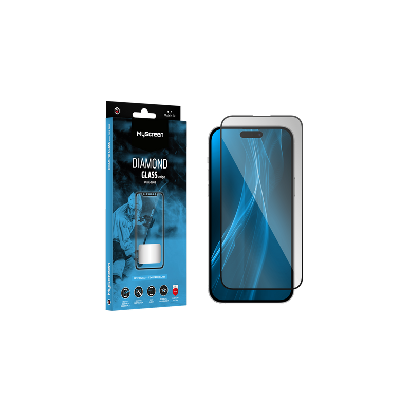Skyddsglas MyScreen DIAMOND GLASS LITE edge FULL GLUE svart för Apple iPhone 15 Pro Max 6,7'