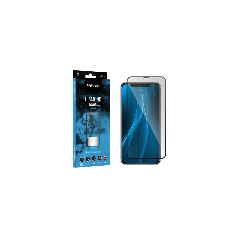 Skyddsglas MyScreen DIAMOND GLASS LITE edge FULL GLUE svart för Apple iPhone XR/11